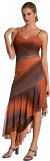 Two Tone Asymmetric Formal Dress in Brown color